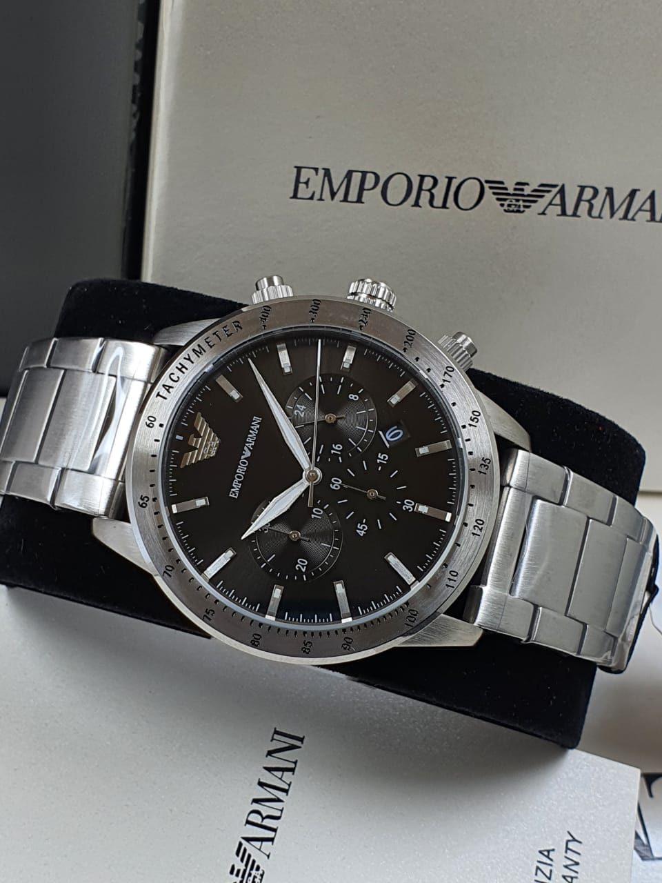 Emporio Armani AR11241 Mario Chronograph | Сребрист часовник за мъже