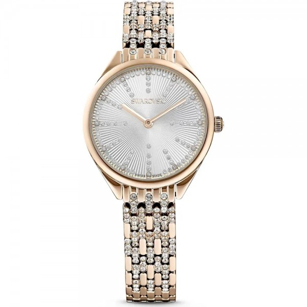 Swarovski 5610484 Attract Часовник за жени Swarovski 5610484 Attract. Верижка метална в златист цвят. Кварцов механизъм. Водозащита 5 АТМ (душ).