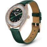 Swarovski 5644078 Crystalline Aura Часовник за жени Swarovski 5644078 Crystalline Aura. Верижка естествена кожа в зелен цвят. Кварцов механизъм. Водозащита 5 АТМ (душ).