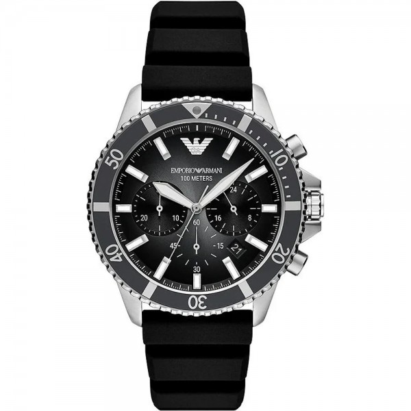 Emporio Armani AR11619 World Explorer Часовник за мъже Emporio Armani AR11619 World Explorer. Верижка силиконова в черен цвят. Кварцов механизъм. Водозащита 10 АТМ (плуване).
