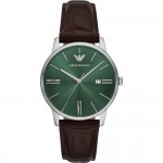 Часовник за мъже Emporio Armani AR11672 Minimalist. Верижка естествена кожа в кафяв цвят. Кварцов механизъм. Водозащита 5 АТМ (душ).