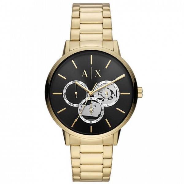 Armani Exchange AX2747 Cayde Часовник за мъже Armani Exchange AX2747 Cayde. Верижка метална в златист цвят. Кварцов механизъм. Водозащита 5 АТМ (душ).