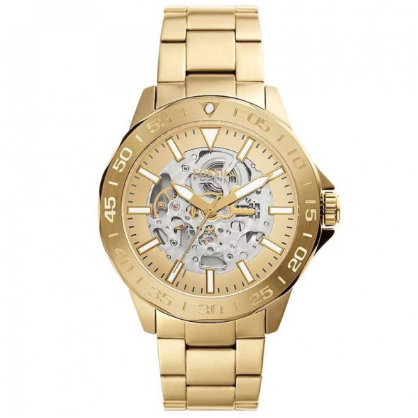 Часовник за мъже Fossil BQ2680 Bannon. Верижка метална в златист цвят. Кварцов механизъм. Водозащита 5 АТМ (душ).