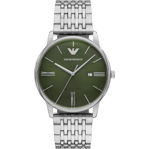 Emporio Armani AR11674 Minimalist Часовник за мъже Emporio Armani AR11674 Minimalist. Верижка метална в сребрист цвят. Кварцов механизъм. Водозащита 5 АТМ (душ).