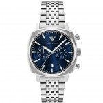 Часовник за мъже Emporio Armani AR11688 Carlo. Верижка метална в сребрист цвят. Кварцов механизъм. Водозащита 5 АТМ (душ).