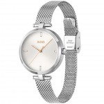 Hugo Boss 1502653 Majesty Часовник за жени Hugo Boss 1502653 Majesty. Верижка метална в сребрист цвят. Кварцов механизъм. Водозащита 3 АТМ (водни пръски).