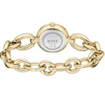 Часовник за жени Hugo Boss 1502792 Live. Верижка метална в златист цвят. Кварцов механизъм. Водозащита 3 АТМ (водни пръски).