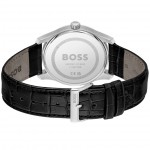 Часовник за мъже Hugo Boss 1514272 Principle. Верижка естествена кожа в черен цвят. Кварцов механизъм. Водозащита 5 АТМ (душ).