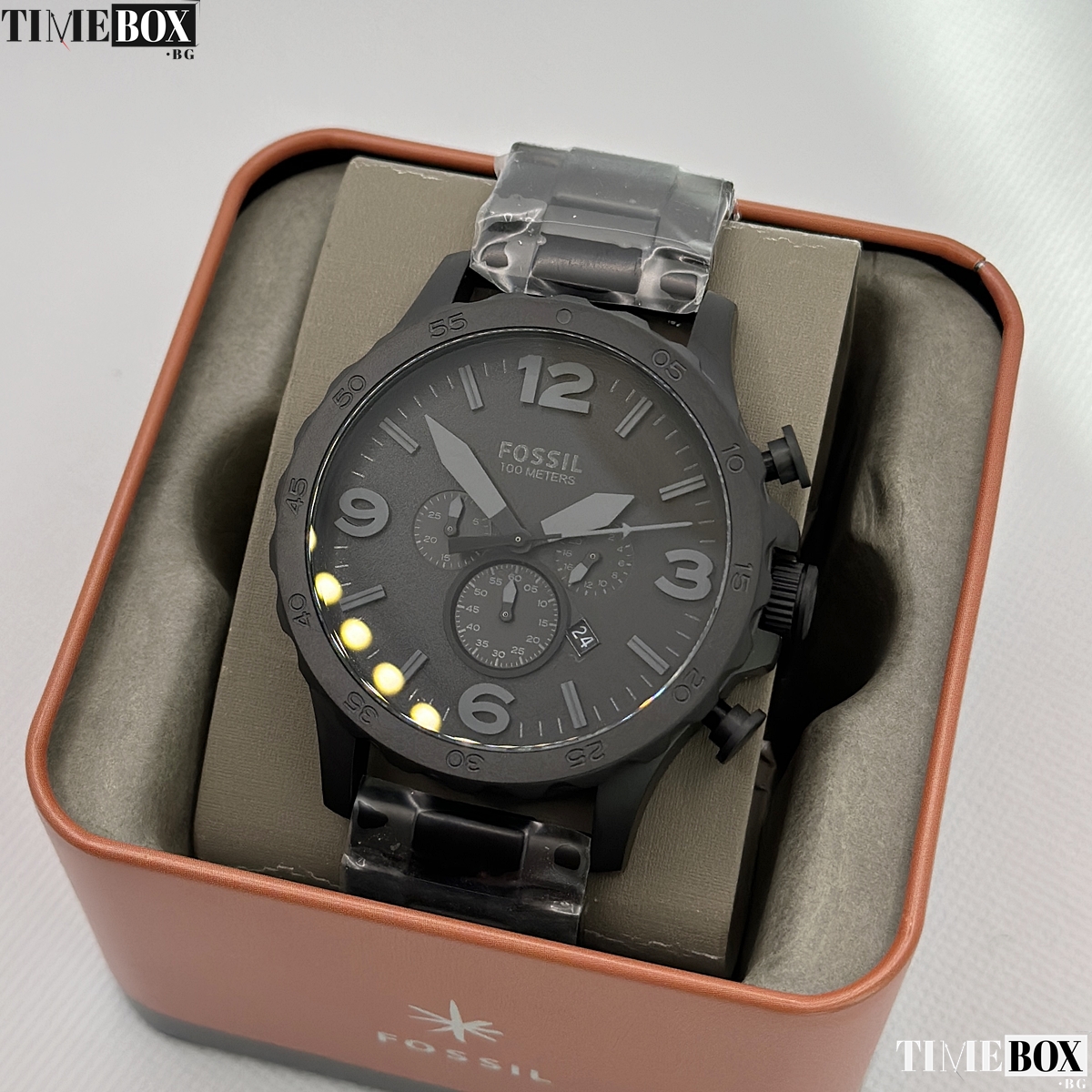 Fossil JR1401 Nate Chronograph | Черен часовник за мъже