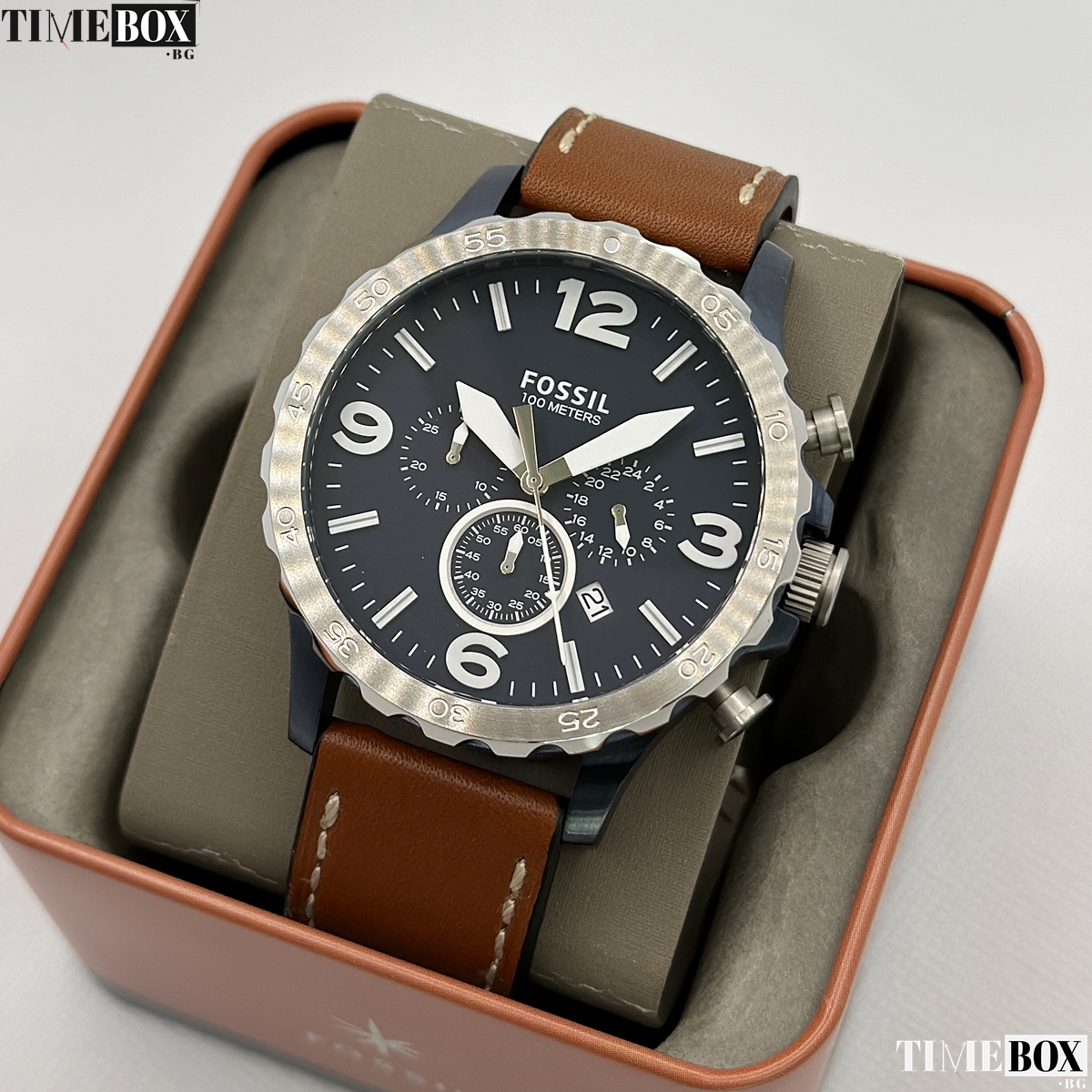 Fossil JR1504 Nate Chronograph | Кафяв часовник за мъже