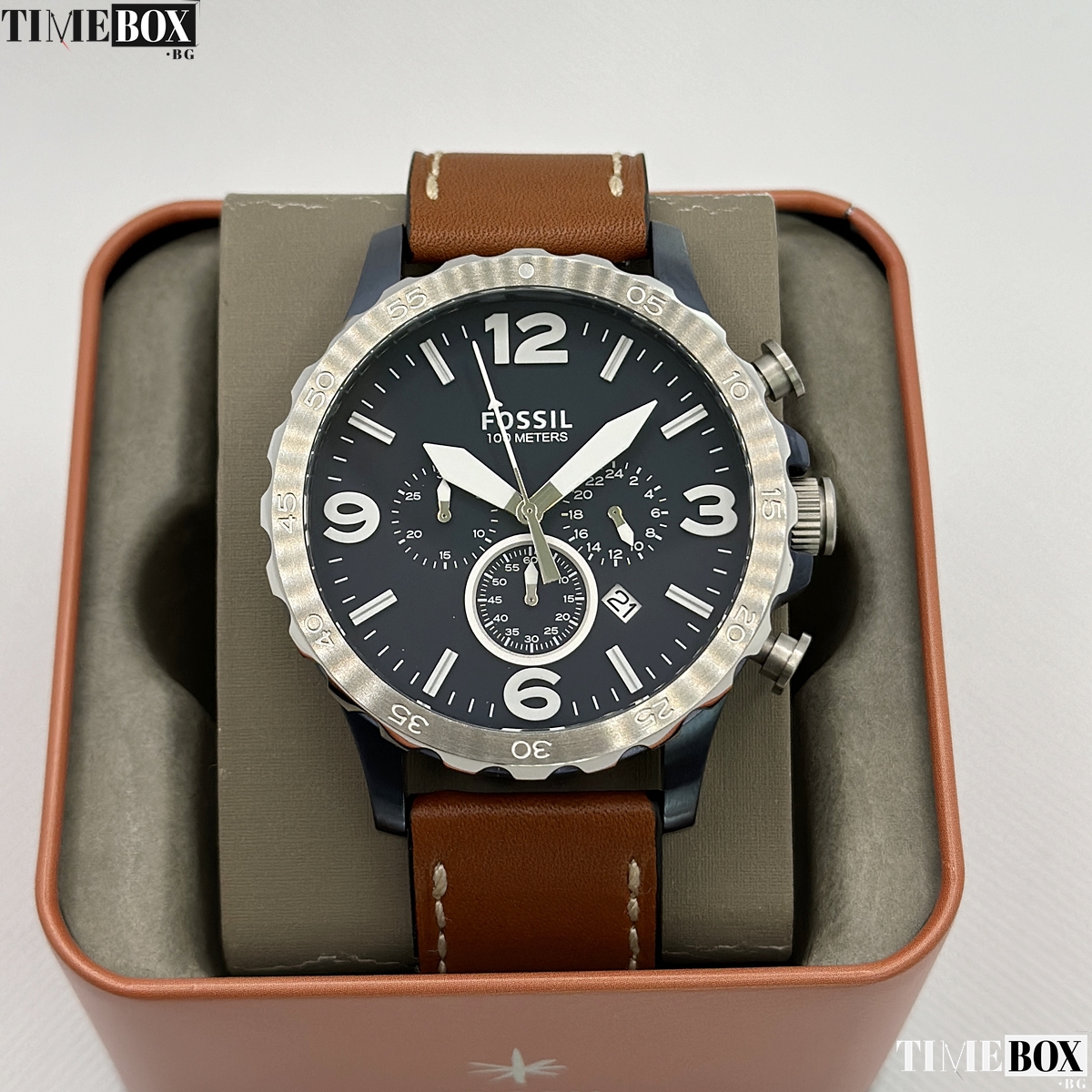 Fossil JR1504 Nate Chronograph | Кафяв часовник за мъже