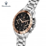Maserati R8873612047 Traguardo Часовник за мъже Maserati R8873612047 Traguardo. Верижка метална в сребрист цвят. Кварцов механизъм. Водозащита 10 АТМ (плуване).