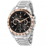 Maserati R8873612047 Traguardo Часовник за мъже Maserati R8873612047 Traguardo. Верижка метална в сребрист цвят. Кварцов механизъм. Водозащита 10 АТМ (плуване).