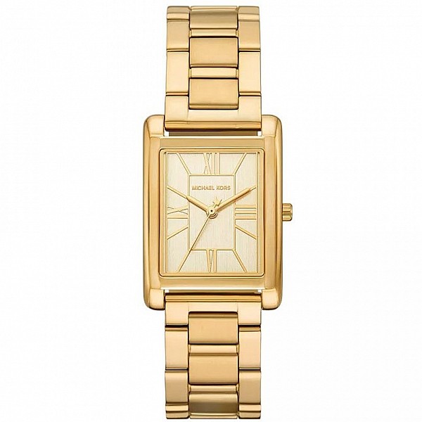 Michael Kors Essex MK4904 Часовник за жени Michael Kors Essex MK4904. Верижка метална в златист цвят. Кварцов механизъм. Водозащита 5 АТМ (душ).