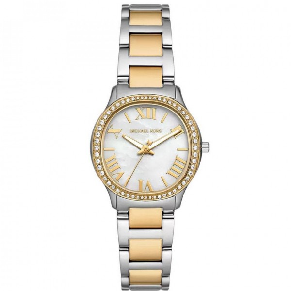 Michael Kors Sage MK4910 Часовник за жени Michael Kors Sage MK4910. Верижка метална в златист цвят. Кварцов механизъм. Водозащита 5 АТМ (душ).