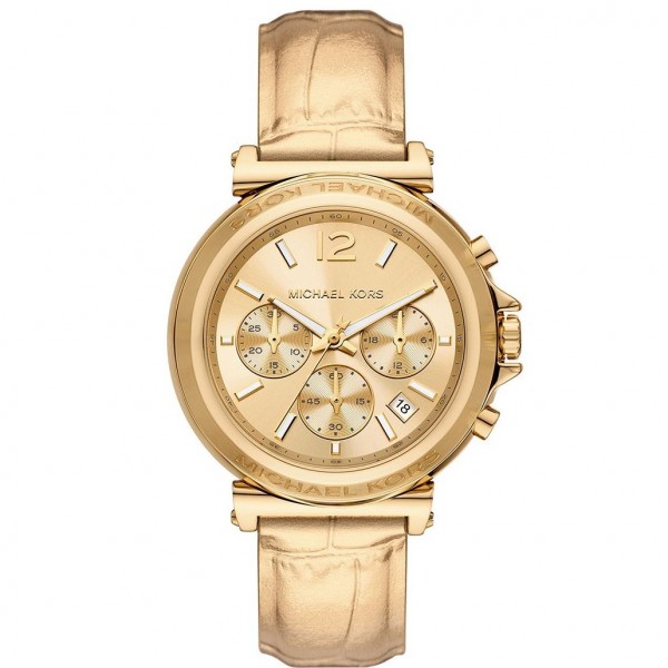 Часовник за жени Michael Kors MK7508 Maren. Верижка естествена кожа в златист цвят. Кварцов механизъм. Водозащита 5 АТМ (душ).