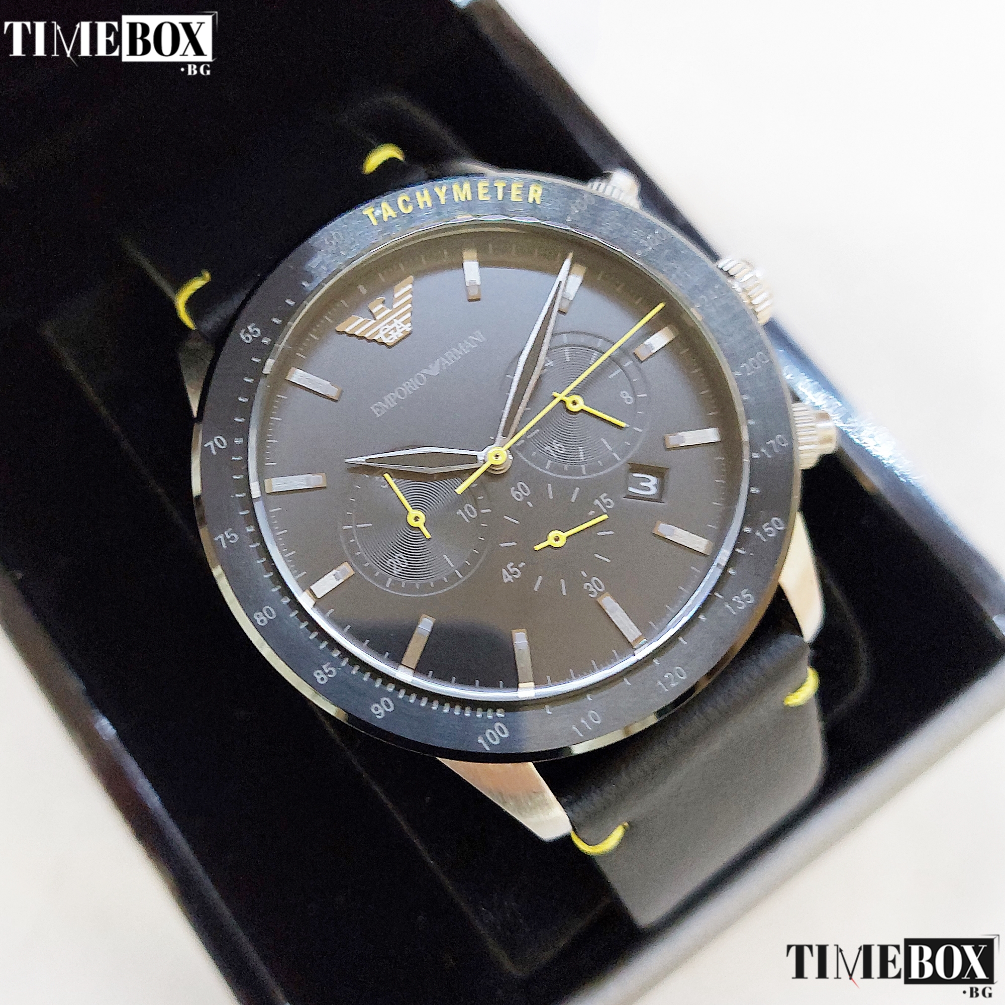 Emporio Armani AR11325 Mario Chronograph | Черен часовник за мъже