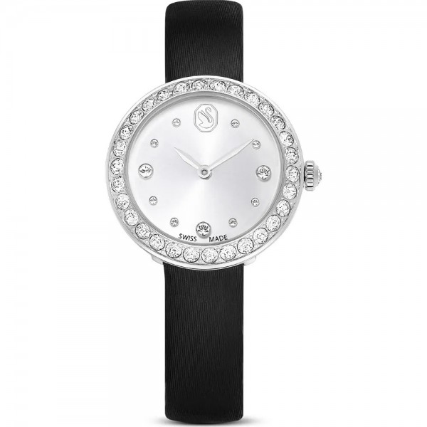 Swarovski 5706663 Matrix Tennis Часовник за жени Swarovski 5706663 Matrix Tennis. Верижка естествена кожа в черен цвят. Кварцов механизъм. Водозащита 5 АТМ (душ).