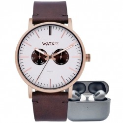 Watx and Colors Chronograph Brown/Rose Gold + Earbuds