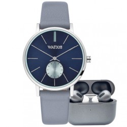 Watx and Colors Ladies Gray/Blue + Earbuds