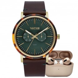 Watx and Colors Chronograph Brown/Green + Earbuds