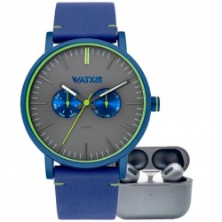 Watx and Colors Chronograph Blue/Electric Green + Earbuds