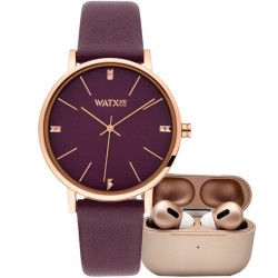 Watx and Colors Ladies Burgundy/Gold + Earbuds