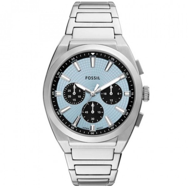 Fossil FS6105 Everett Часовник за мъже Fossil FS6105 Everett. Верижка метална в сребрист цвят. Кварцов механизъм. Водозащита 5 АТМ (душ).