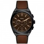 Часовник за мъже Fossil FS6108 Everett. Верижка естествена кожа в кафяв цвят. Кварцов механизъм. Водозащита 5 АТМ (душ).