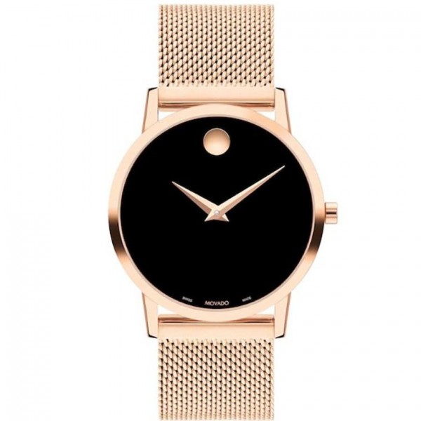 Часовник за жени Movado 607648 Museum Classic. Верижка метална в златист цвят. Кварцов механизъм. Водозащита 3 АТМ (водни пръски).