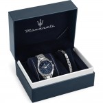 Maserati R8853100047 Competizione Set Часовник за мъже Maserati R8853100047 Competizione Set. Верижка метална в сребрист цвят. Кварцов механизъм. Водозащита 10 АТМ (плуване).