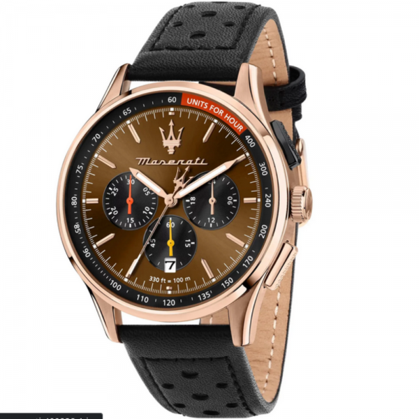Часовник за мъже Maserati R8871624011 Sorpasso. Верижка естествена кожа в черен цвят. Автоматичен механизъм. Водозащита 10 АТМ (плуване).