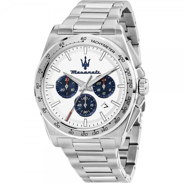 Часовник за мъже Maserati R8873652007 Velocità. Верижка метална в сребрист цвят. Автоматичен механизъм. Водозащита 10 АТМ (плуване).
