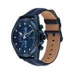 Tommy Hilfiger 1710655 Jax Часовник за мъже Tommy Hilfiger 1710655 Jax. Верижка естествена кожа в син цвят. Кварцов механизъм. Водозащита 5 АТМ (душ).