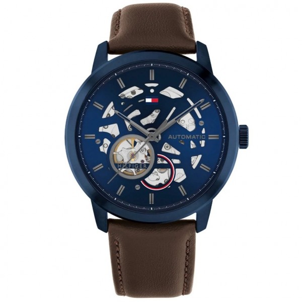 Tommy Hilfiger 1710660 Henry Automatic Часовник за мъже Tommy Hilfiger 1710660 Henry Automatic. Верижка естествена кожа в кафяв цвят. Кварцов механизъм. Водозащита 5 АТМ (душ).