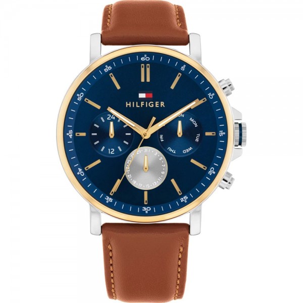 Tommy Hilfiger 1710703 Tyson Часовник за мъже Tommy Hilfiger 1710703 Tyson. Верижка естествена кожа в кафяв цвят. Кварцов механизъм. Водозащита 5 АТМ (душ).