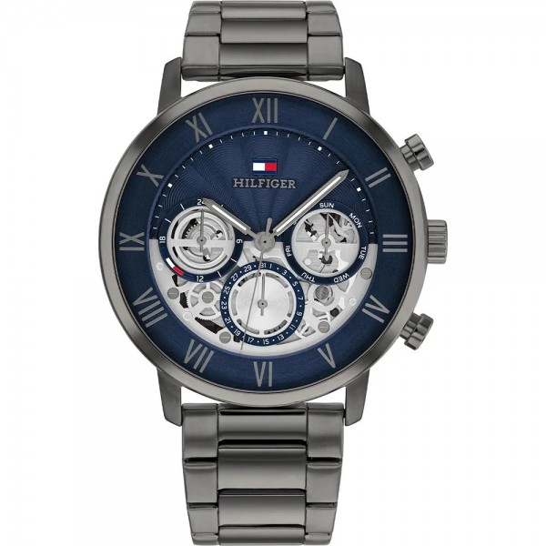 Часовник за мъже Tommy Hilfiger 1710707 Legend. Верижка метална в сив цвят. Кварцов механизъм. Водозащита 5 АТМ (душ).