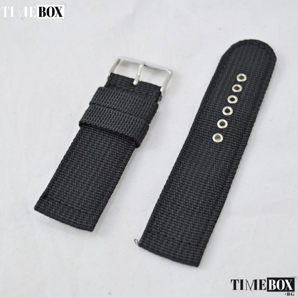 Тексилна каишка 22мм за мъжки часовник черен 071