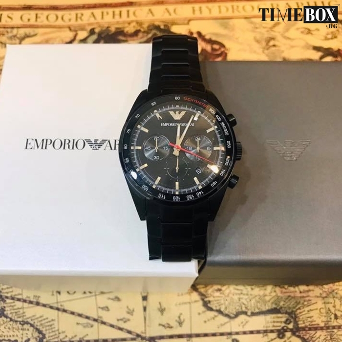 Emporio Armani AR6094 Tazio Chronograph | Черен часовник за мъже
