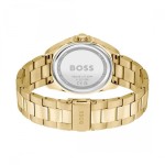 Часовник за жени Hugo Boss 1502714 Atea. Верижка метална в златист цвят. Кварцов механизъм. Водозащита 3 АТМ (водни пръски).