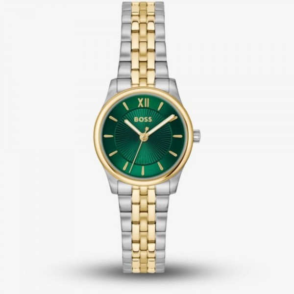 Hugo Boss 1502841 Graceful Часовник за жени Hugo Boss 1502841 Graceful. Верижка метална в златист цвят. Кварцов механизъм. Водозащита 3 АТМ (водни пръски).