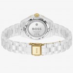 Часовник за жени Hugo Boss 1502850 Sage. Верижка керамична в бял цвят. Кварцов механизъм. Водозащита 3 АТМ (водни пръски).