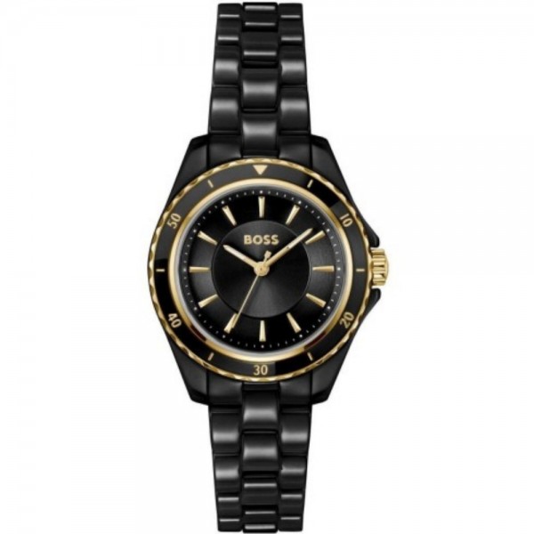 Hugo Boss 1502851 Sage Часовник за жени Hugo Boss 1502851 Sage. Верижка метална в черен цвят. Кварцов механизъм. Водозащита 3 АТМ (водни пръски).
