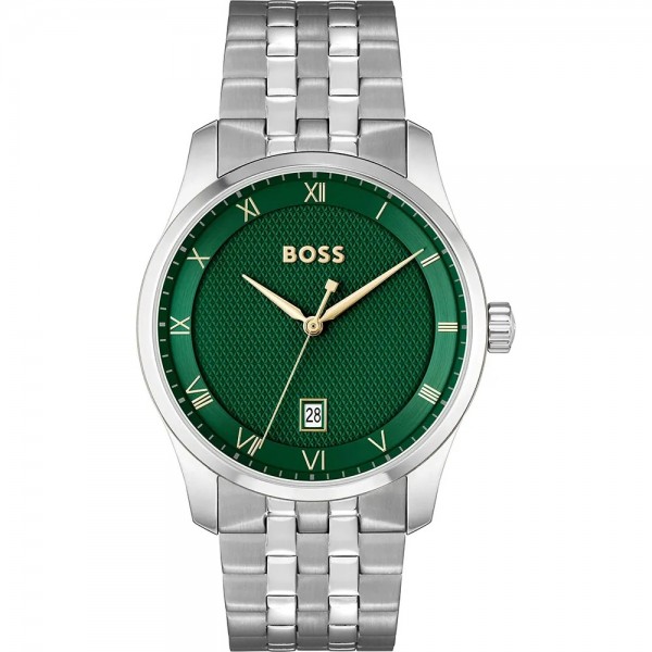 Hugo Boss 1514124 Principle Часовник за мъже Hugo Boss 1514124 Principle. Верижка метална в сребрист цвят. Кварцов механизъм. Водозащита 3 АТМ (водни пръски).