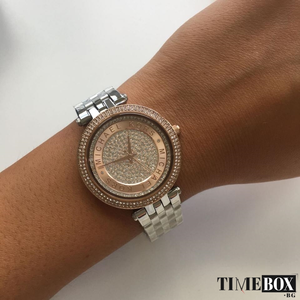 Michael Kors MK3446 Mini Darci Glitz | Сребрист часовник за жени