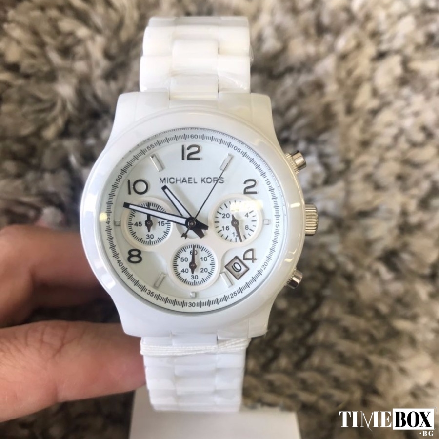 Michael Kors MK5161 Runway Chronograph Ceramic | Бял часовник за жени