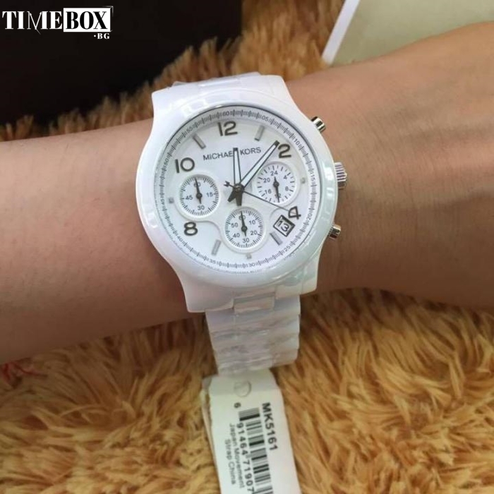 Michael Kors MK5161 Runway Chronograph Ceramic | Бял часовник за жени